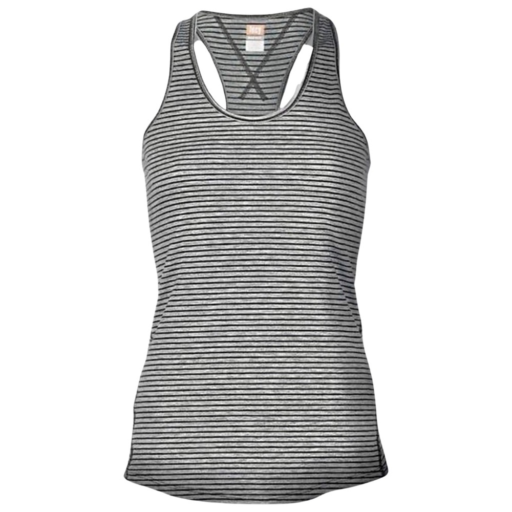 LUCY Black & Grey Striped Racerback Tank Top‎
